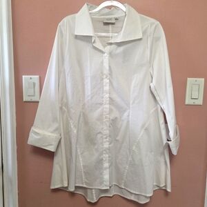 INAE Collection NWT White Oversized Button Front French Cuff Shirt Large